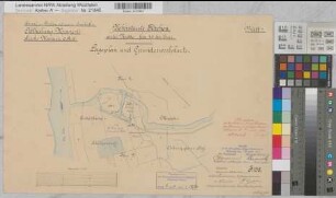Ems Kanalisierung Blatt 7 Strecke Meppen überstaute Flächen an der Radde Lageplan und Grunderwerbskarte 1891 1 : 2000 34 x 50 kol. Zeichnung A. Franke, Wasserbauinspektor Wasser- und Schiffahrtsdirektion Münster