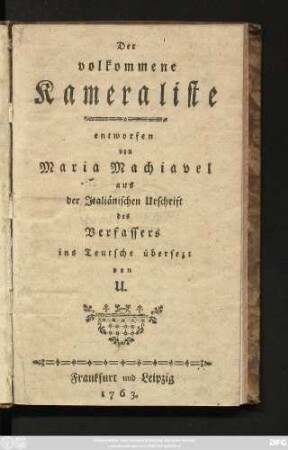 Der volkommene Kameraliste