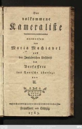 Der volkommene Kameraliste