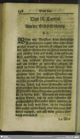 Das IX. Capitul. Von der Selbst-Erkäntniß