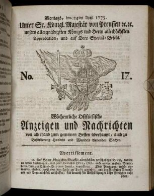 No. 17. Montags, den 24ten April 1775