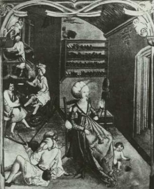 Schuhmacherwerkstatt, Buchmalerei, 1505