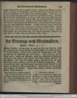 Am Sonntage nach Weyhnachten, Epistel, Galat. 4, 1-7