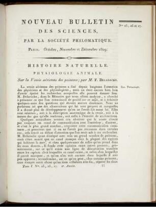 Nouveau Bulletin des Sciences, par la Société Philomatique. Paris. Octobre, Novembre et Décembre 1809., 25, 26, 27
