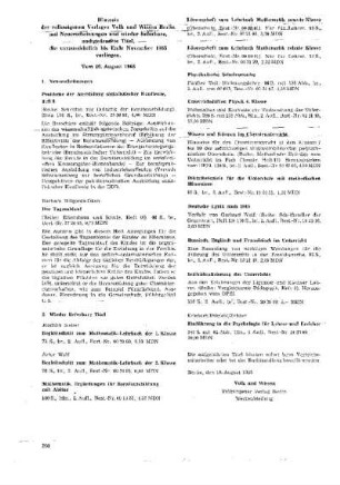Hinweis des volkseigenen Verlages Volk und Wissen Berlin auf Neuerscheinungen und wieder lieferbare, nachgedruckte Titel, die voraussichtlich bis Ende November 1965 vorliegen : vom 10. August 1965