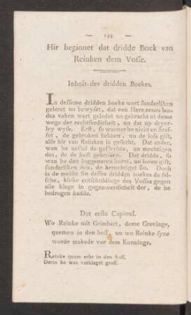 Hir beginnet dat dridde Boek van Reinken dem Vosse.