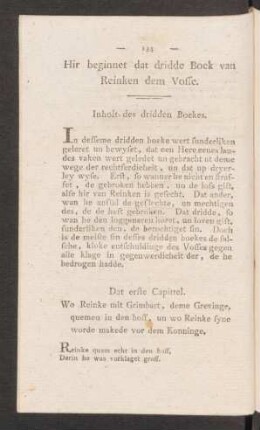 Hir beginnet dat dridde Boek van Reinken dem Vosse.
