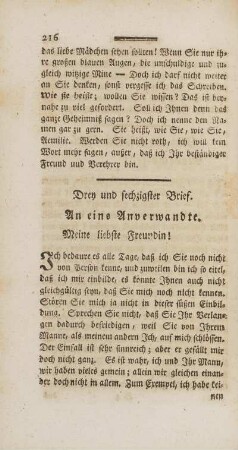 Drey und sechzigster Brief. An eine Anverwandte