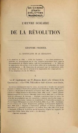 L'Oeuvre scolaire de la révolution 1789-1802