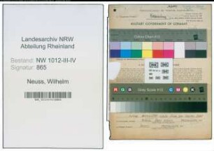 Entnazifizierung Wilhelm Neuss , geb. 01.03.1893 (Lehrer)