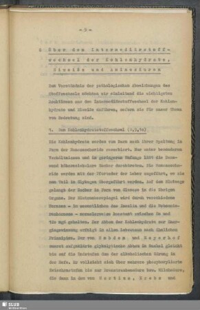C. Über den Intermediärstoffwechsel der Kohlenhydrate, Eiweiße und Aminosäuren