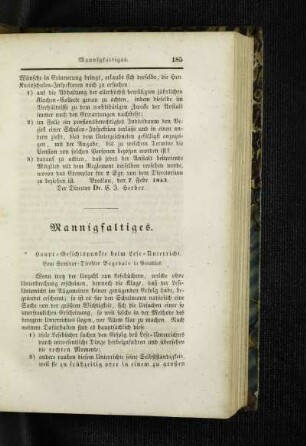 Haupt-Geschichtspunkte beim Lese-Unterricht