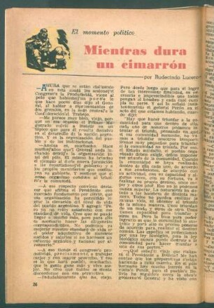 Mientras dura un cimarrón : El momento político