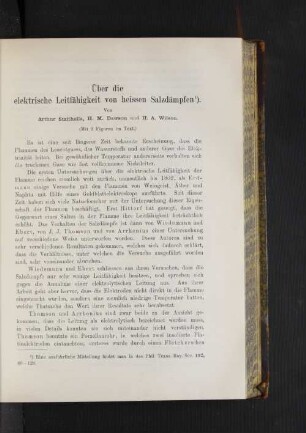 Über die elektrische Leitfähigkeit von heissen Salzdämpfen.