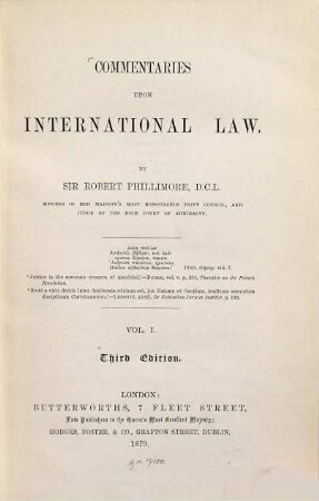 Commentaries upon international law, 1