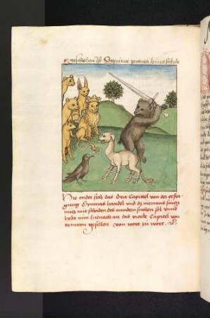 Der Löwenkönig lässt Dimna töten; (Kapitel III: Vom Gerichtsverfahren gegen Dimna).