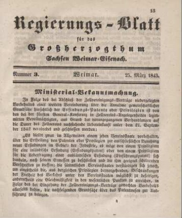 Nr. 3 : 25. März 1843