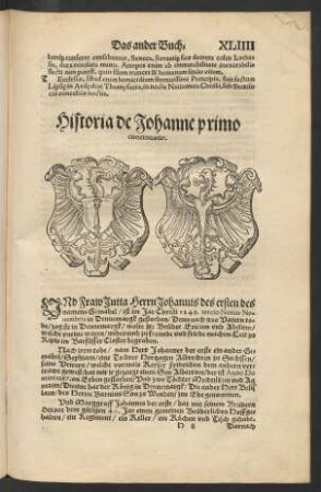 Historia de Johanne primo continuatus.