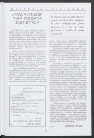 Hacia nuestra propia estética I