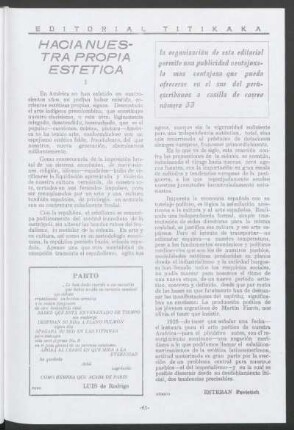 Hacia nuestra propia estética I