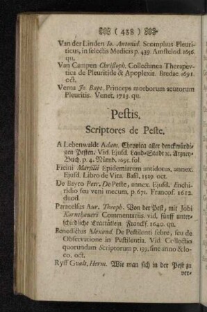 Pestis. Scriptores de Peste.