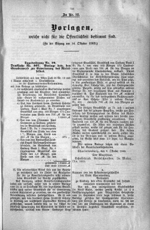 Vorlagen welche nicht für die Oeffentlichkeit bestimmt sind., 14. Oktober 1903