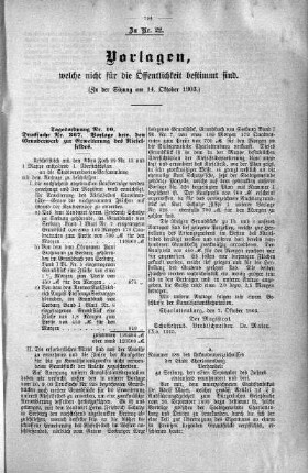 Vorlagen welche nicht für die Oeffentlichkeit bestimmt sind., 14. Oktober 1903