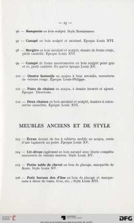 Meubles Anciens Et De Style  (Nr. 103-125)