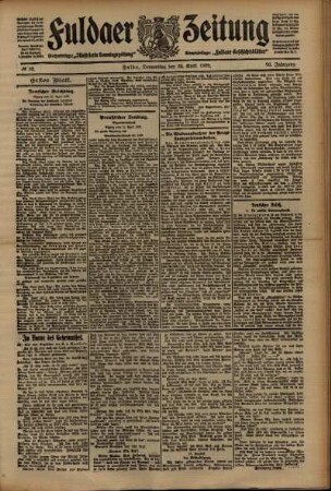 Erste Ausgabe vom Donnerstag, den 22. April 1909.