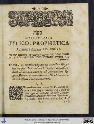 Dissertatio Typico-Prophetica.