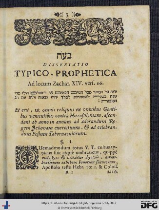 Dissertatio Typico-Prophetica.