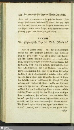 LXXXIII. Die geographische Lage der Stadt Osnabrück