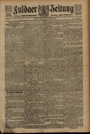 Erste Ausgabe vom Dienstag, den 20. April 1909.