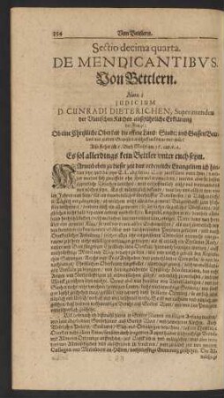 Sectio decima quarta. De Mendicantibus. Von Bettlern.