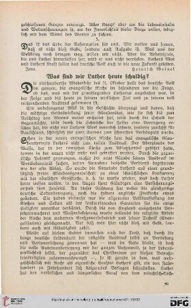 31: Was sind wir Luther heute schuldig?