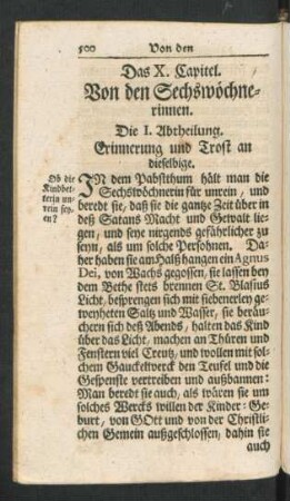 Das X. Capitel. Von den Sechswöchnerinnen