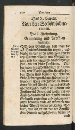 Das X. Capitel. Von den Sechswöchnerinnen