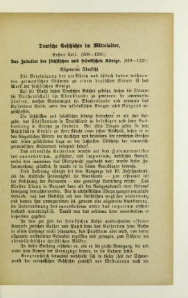 Deutsche Geschichte im Mittelalter. Erster Teil. (919-1250.)
