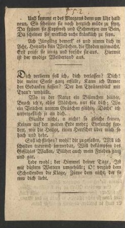 Dich verlieren soll ich, dich verlassen? Dich! die meine Seele ganz erfüllt, ...