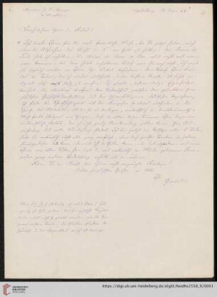 Brief von Georg Gottfried Gervinus an Johann Friedrich Minssen