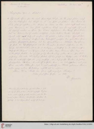 Brief von Georg Gottfried Gervinus an Johann Friedrich Minssen
