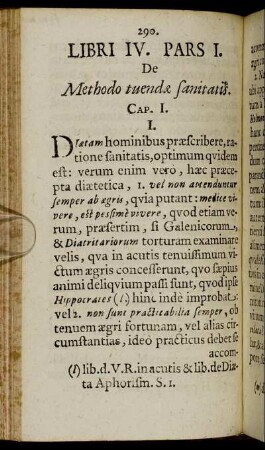 Pars I. De Methodo tuendæ sanitatis.