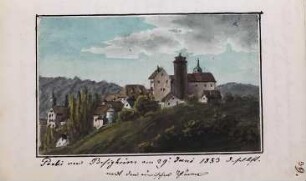 'Partie von Besigheim mit dem römischen Turm' Aquarell