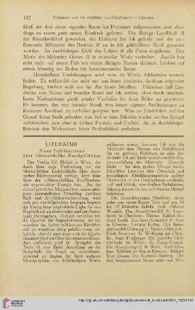 Literatur / Personalien / Sammlungen / Ausstellungen / Öffentliche Kunstpflege / Sitzungsberichte / Verschiedenes