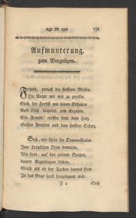 Aufmunterung, zum Vergnügen