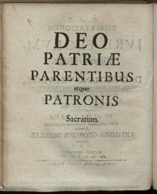 Deo Patriæ Parentibus atque Patronis Sacramentum.