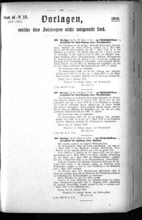 Anlage: Noch ad No.15 (306-348), Vorlagen, welche den Zeitungen nicht mitgeteilt sind