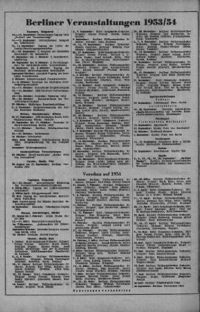 Berliner Veranstaltungen 1953/54