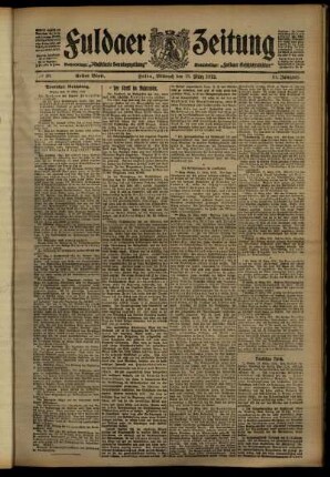 Erste Ausgabe vom Mittwoch, den 13. März 1912.
