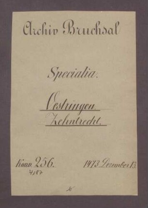 Diether Landschad von Steinach d. A. ermächtigt Diether Landschad d. J., den von seinem verstorbenen Vater Ulrich Landschad der Mutter Diethers d. J., Anna von Sachsenheim, um 300 Gulden verpfändeten Anteil des Laienzehnten zu Östringen weiter zu versetzen.